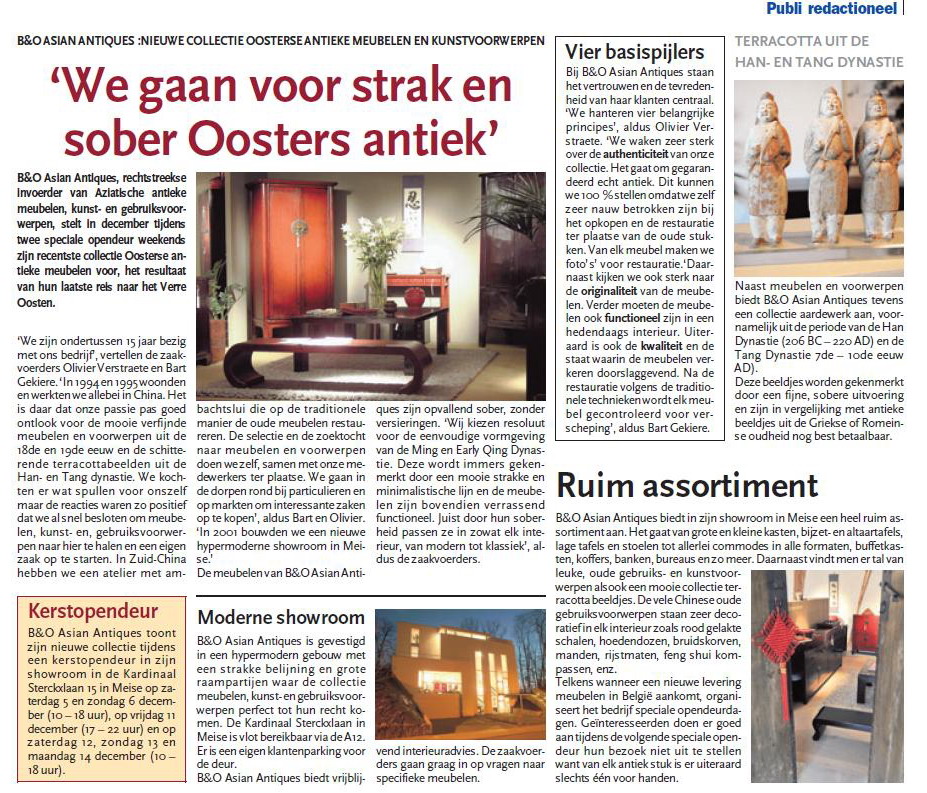 Artikel in DE ZONDAG, de grootste zondagskrant van België